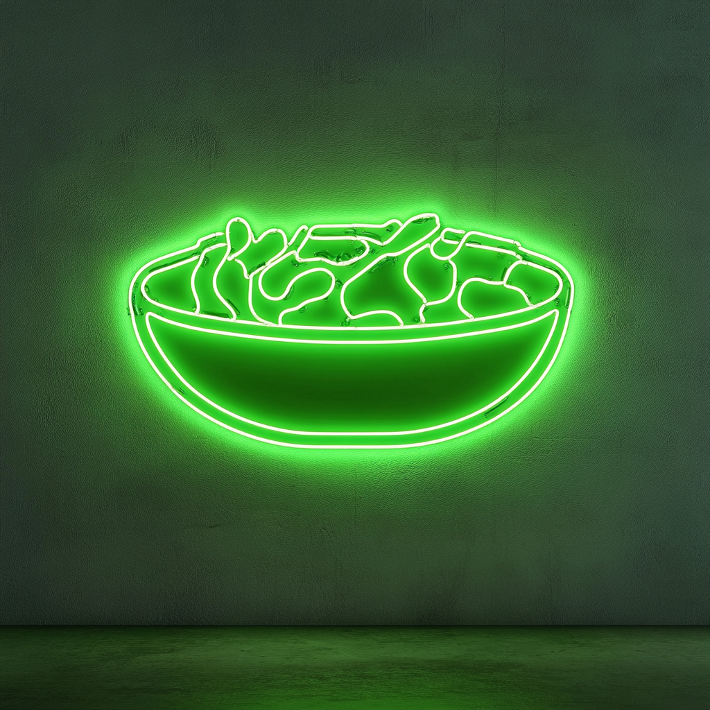 Cucumber Salad Bowl - Green Neon Sign, 18 Inches