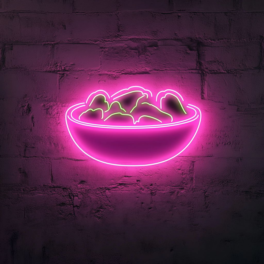 Cucumber Salad Bowl - Pink Neon Sign, 18 Inches