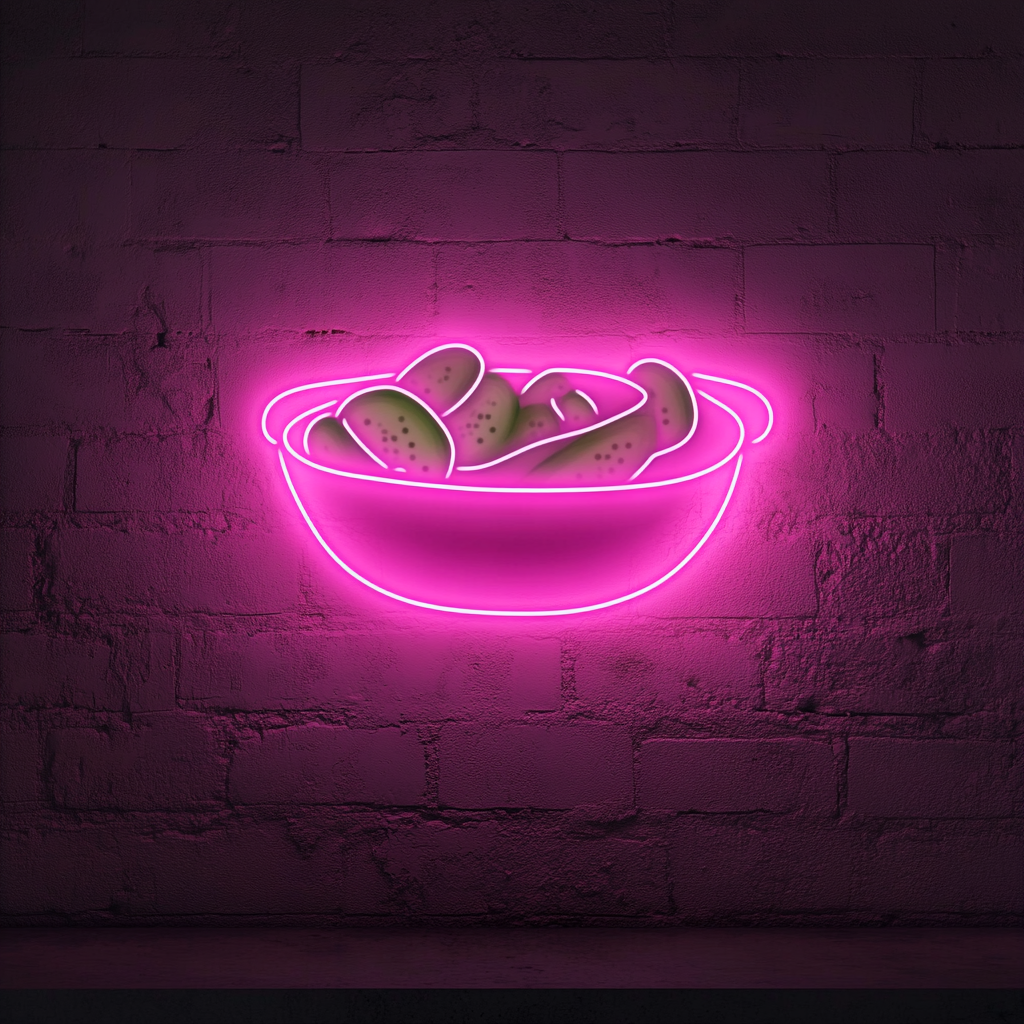Cucumber Salad Bowl - Pink Neon Sign, 18 Inches