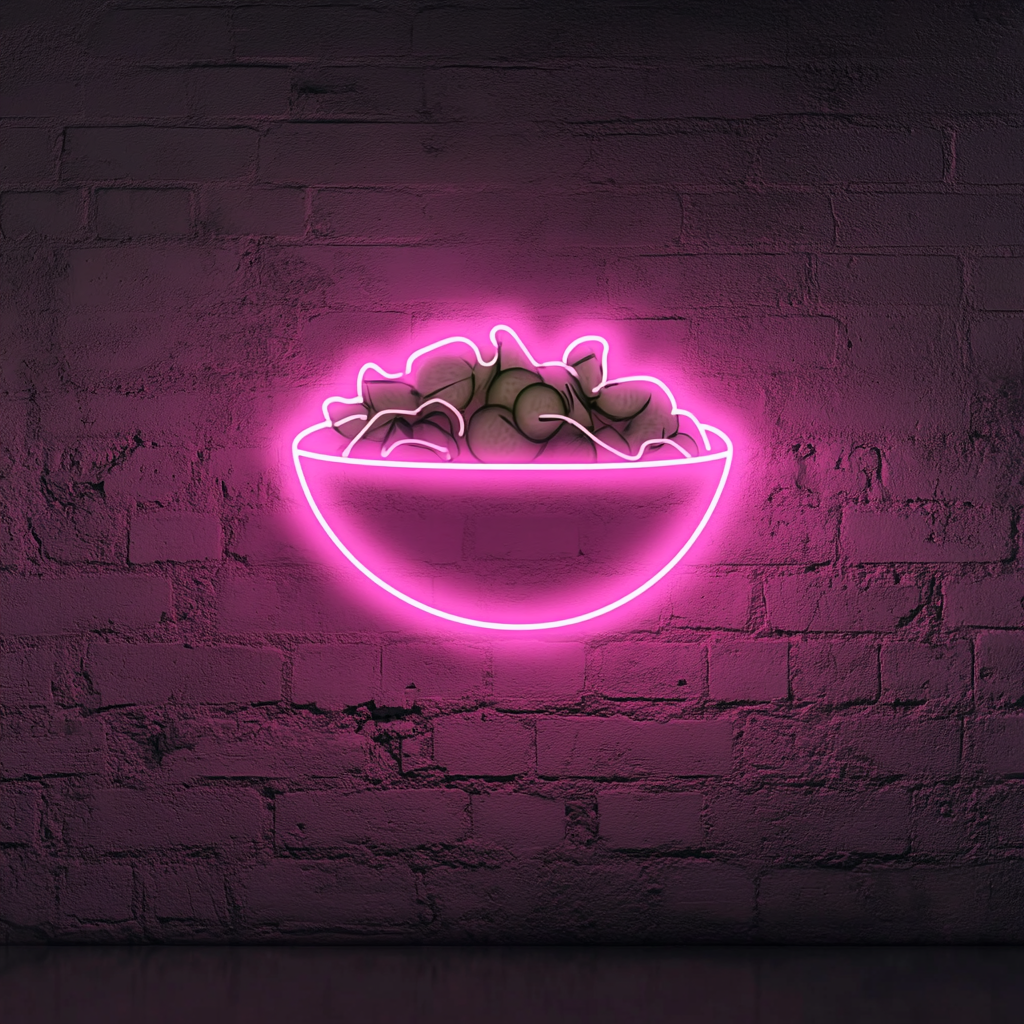 Cucumber Salad Bowl - Pink Neon Sign, 18 Inches