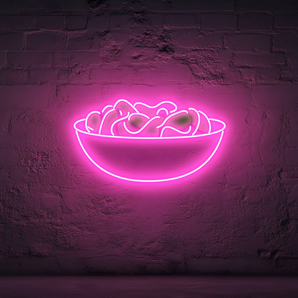Cucumber Salad Bowl - Pink Neon Sign, 18 Inches