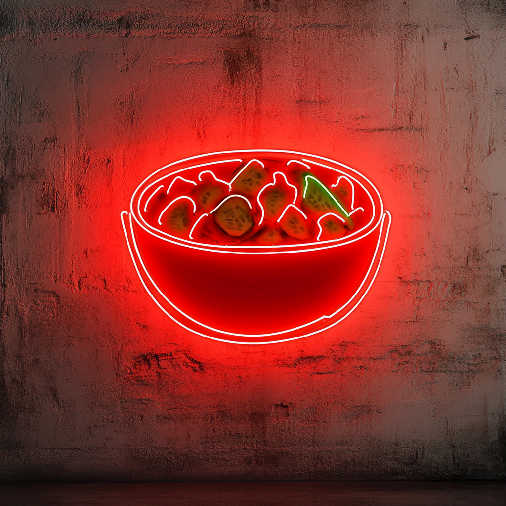 Cucumber Salad Bowl - Red Neon Sign, 18 Inches