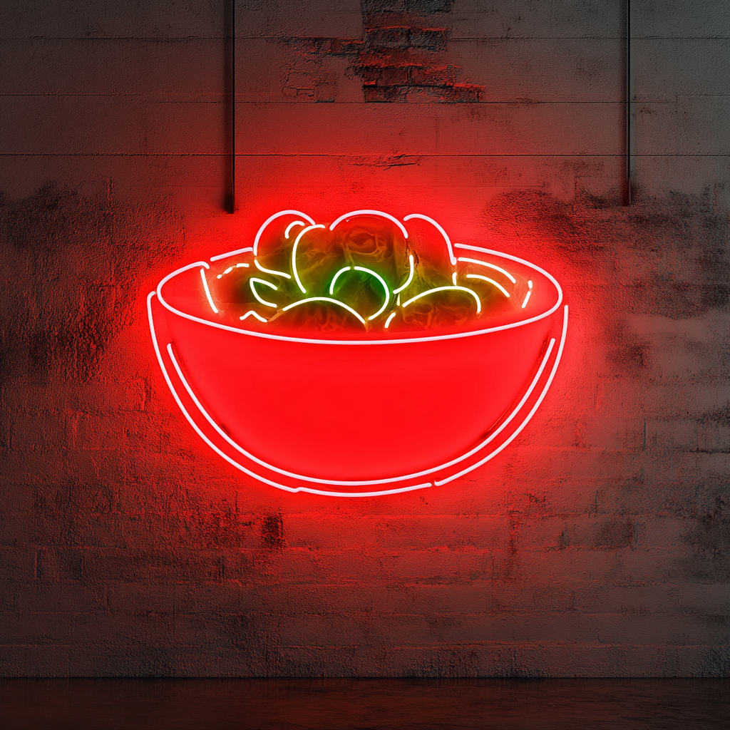 Cucumber Salad Bowl - Red Neon Sign, 18 Inches