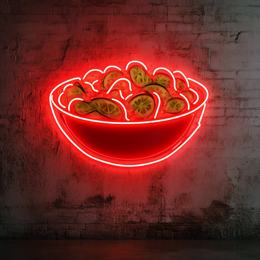 Cucumber Salad Bowl - Red Neon Sign, 18 Inches