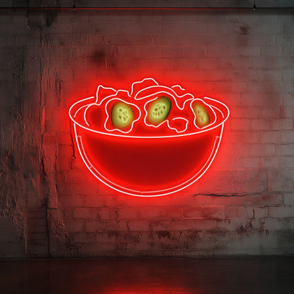 Cucumber Salad Bowl - Red Neon Sign, 18 Inches