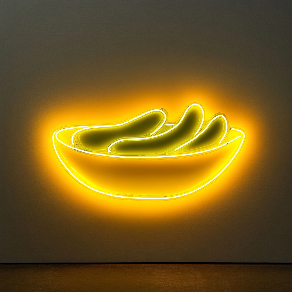 Cucumber Salad Bowl - Yellow Neon Sign, 24 Inches