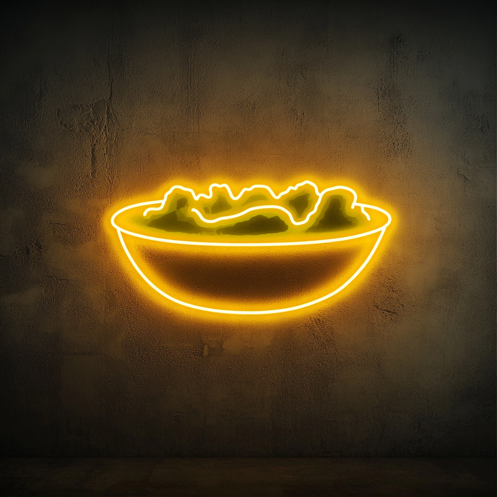 Cucumber Salad Bowl - Yellow Neon Sign, 24 Inches