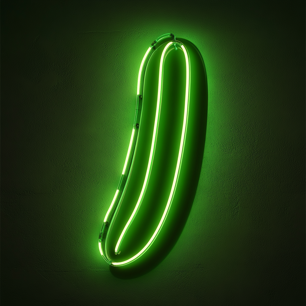 Cucumber Slice - Green Neon Sign, 24 Inches