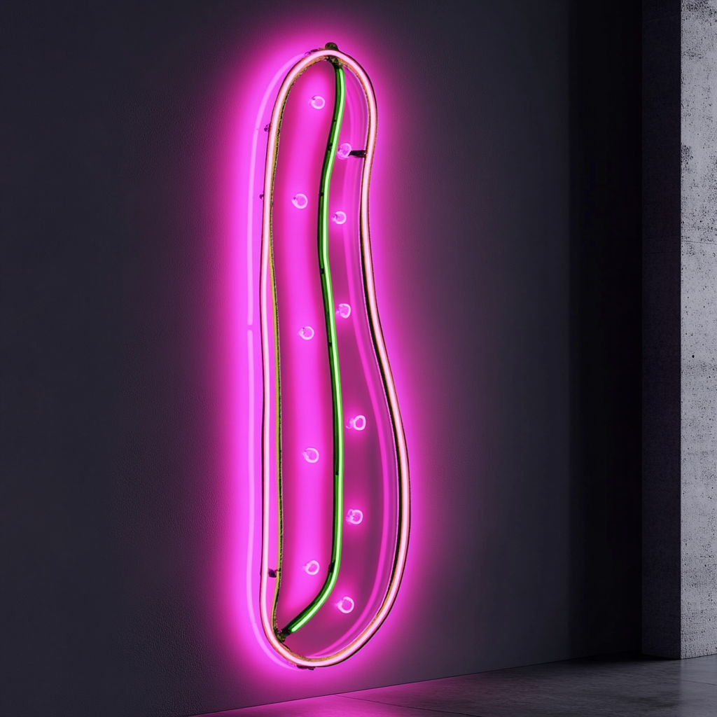 Cucumber Slice - Pink Neon Sign, 24 Inches