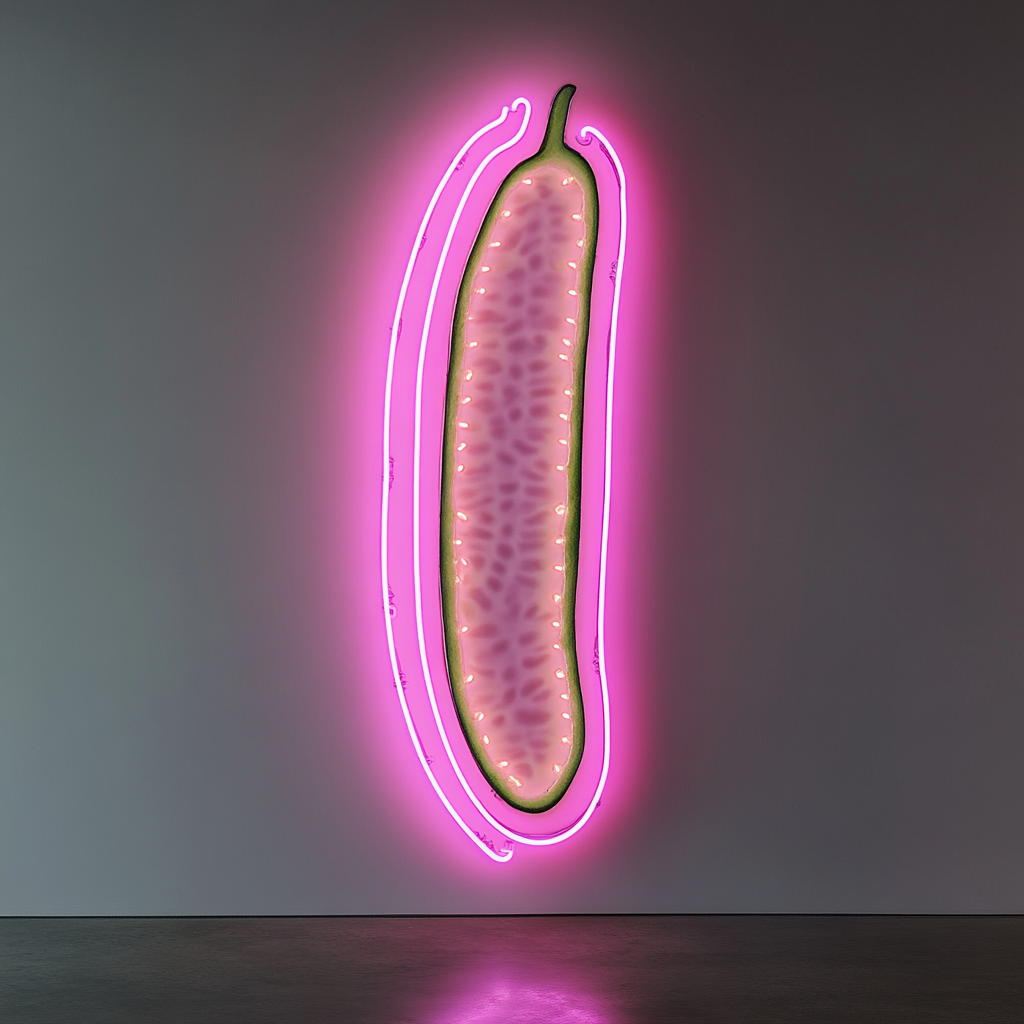 Cucumber Slice - Pink Neon Sign, 18 Inches