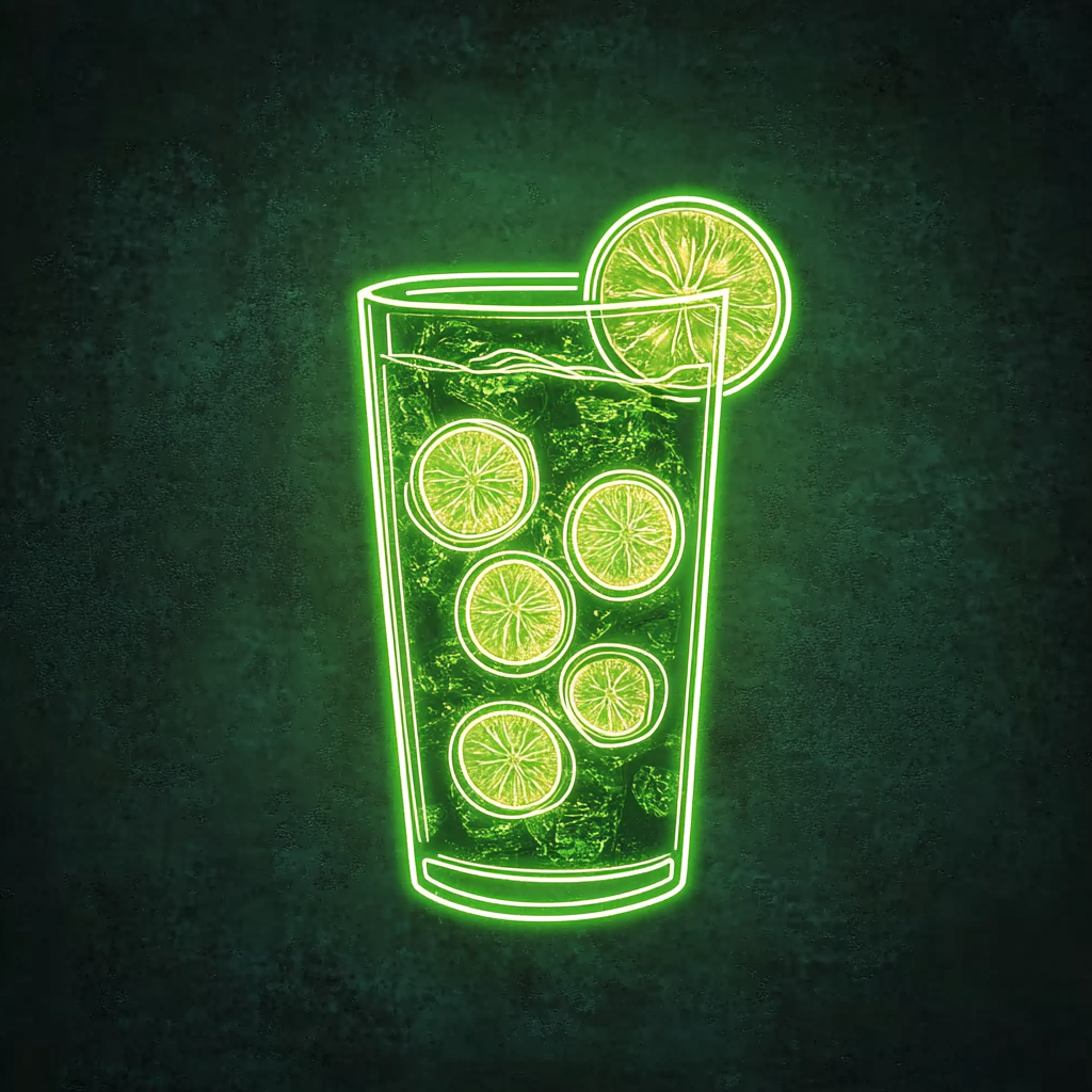 Cucumber Slices in Water - Green Neon Sign, 18 Inches