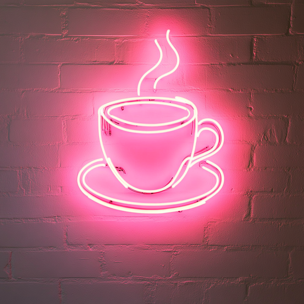 Cup and Saucer - Pink Neon Sign, 18 Inches