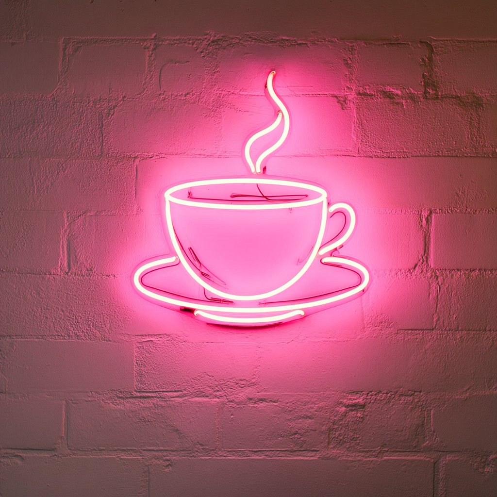 Cup and Saucer - Pink Neon Sign, 24 Inches