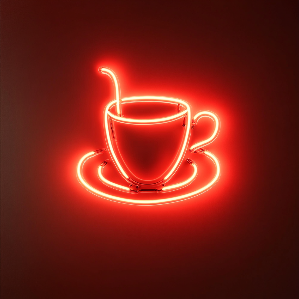 Cup and Saucer - Red Neon Sign, 24 Inches