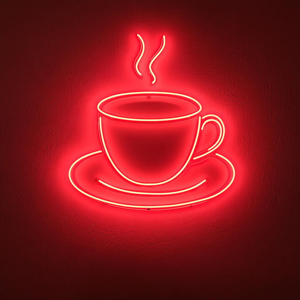 Cup and Saucer - Red Neon Sign, 18 Inches
