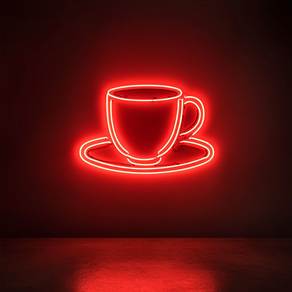 Cup and Saucer - Red Neon Sign, 24 Inches