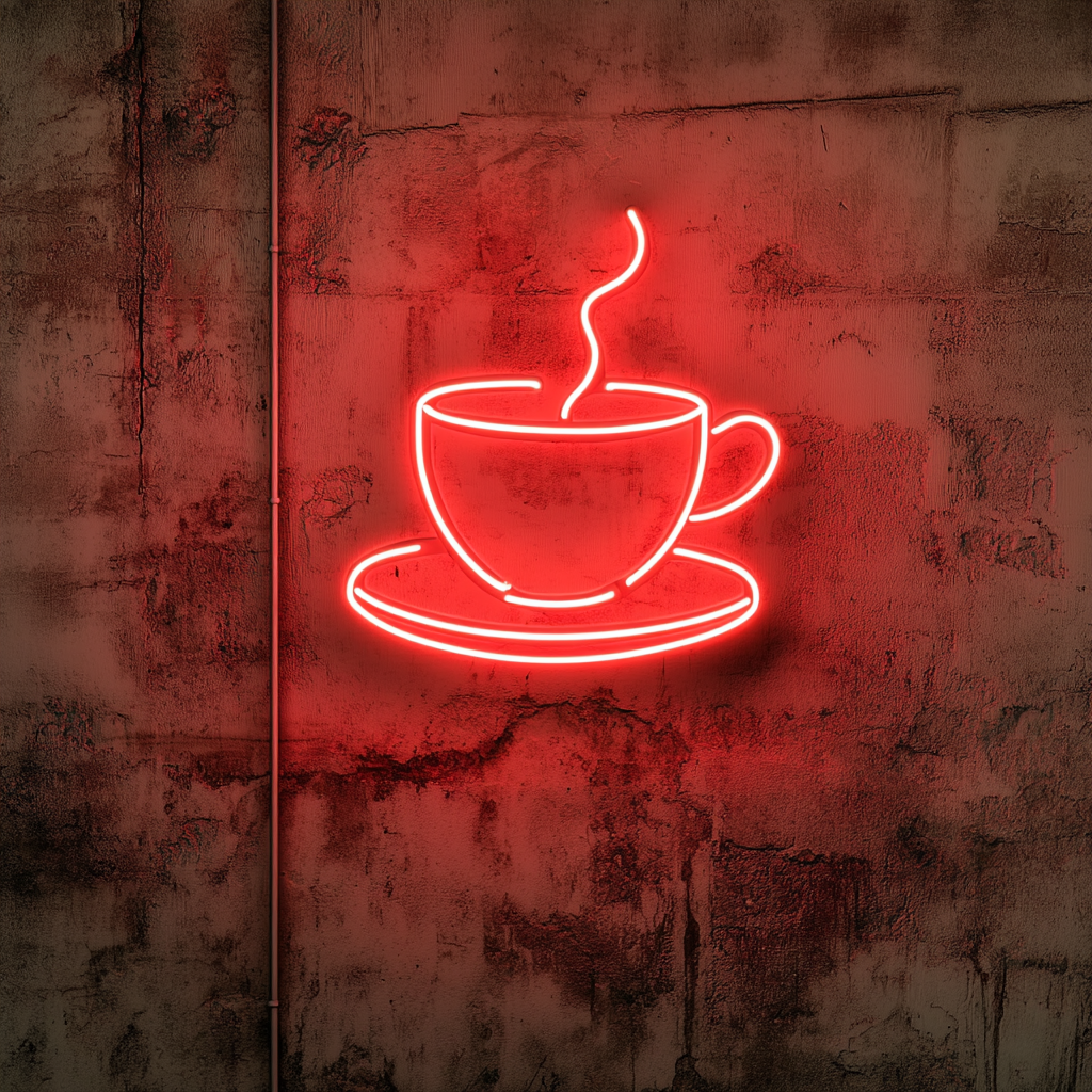 Cup and Saucer - Red Neon Sign, 24 Inches