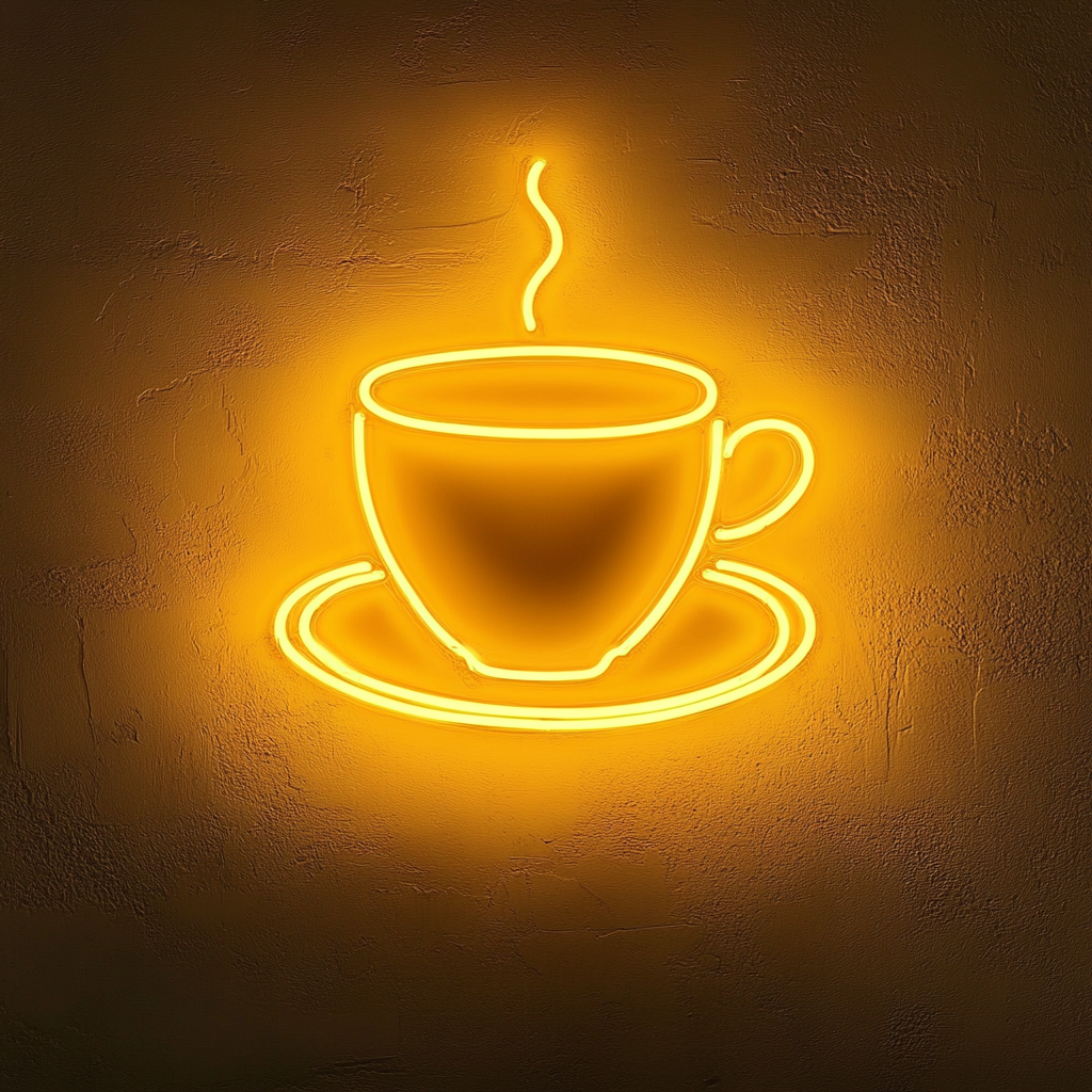 Cup and Saucer - Yellow Neon Sign, 18 Inches