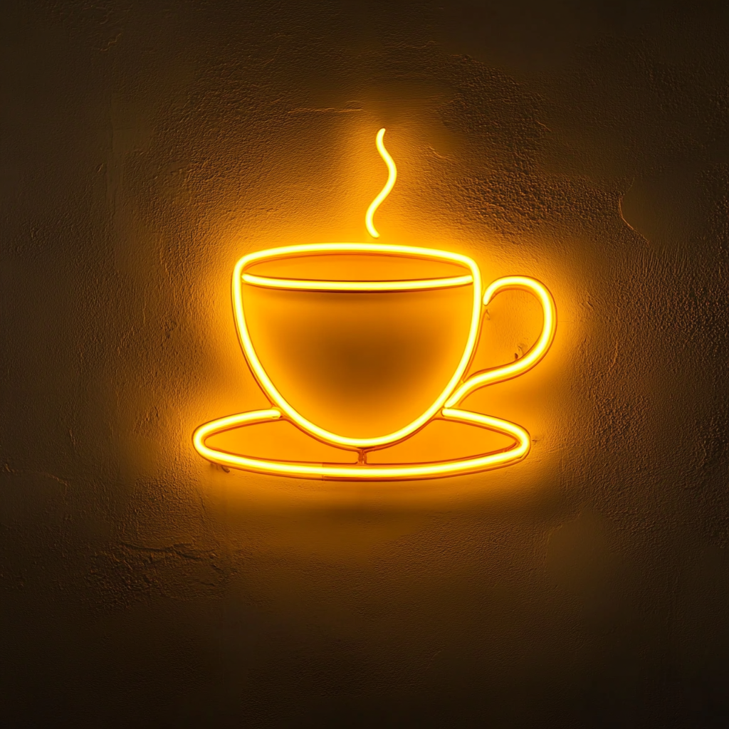 Cup and Saucer - Yellow Neon Sign, 18 Inches