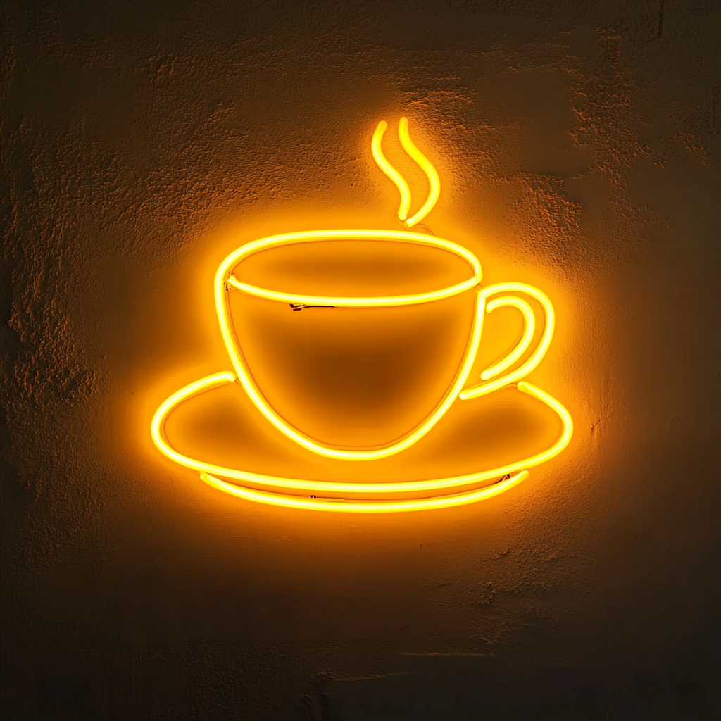 Cup and Saucer - Yellow Neon Sign, 24 Inches