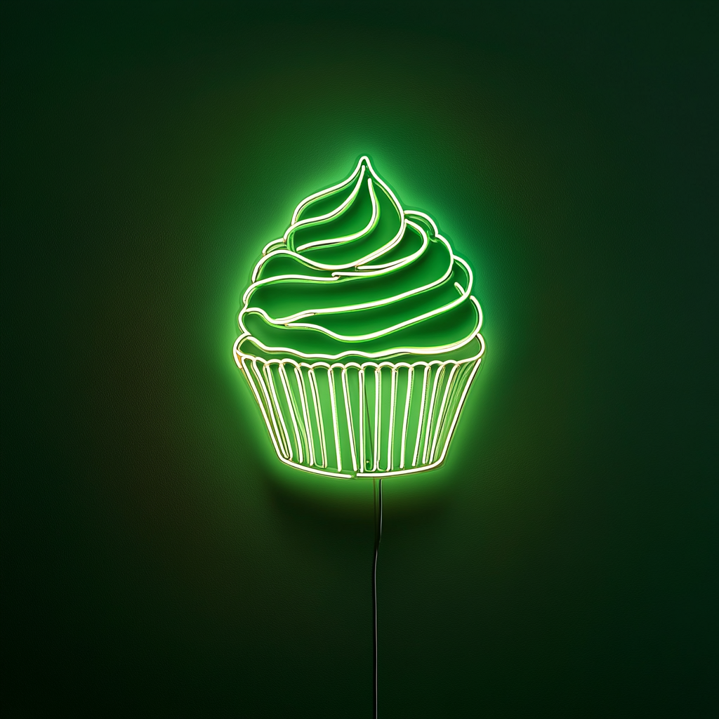 Cupcake - Green Neon Sign, 18 Inches