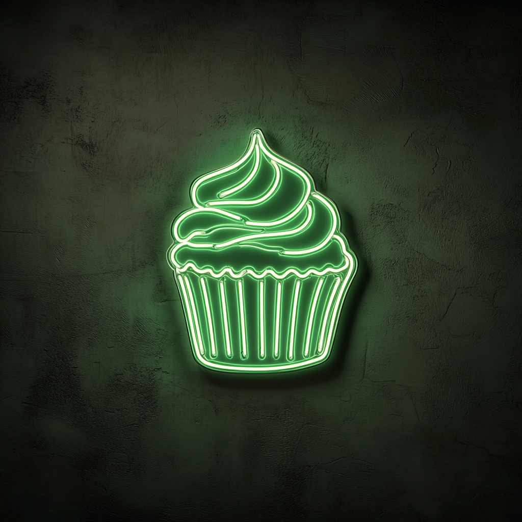 Cupcake - Green Neon Sign, 24 Inches