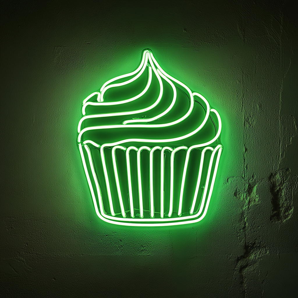 Cupcake - Green Neon Sign, 24 Inches