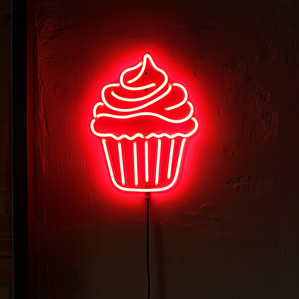 Cupcake - Red Neon Sign, 24 Inches