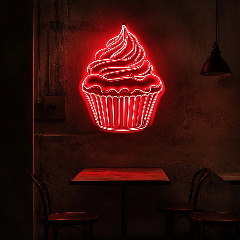 Cupcake - Red Neon Sign, 24 Inches