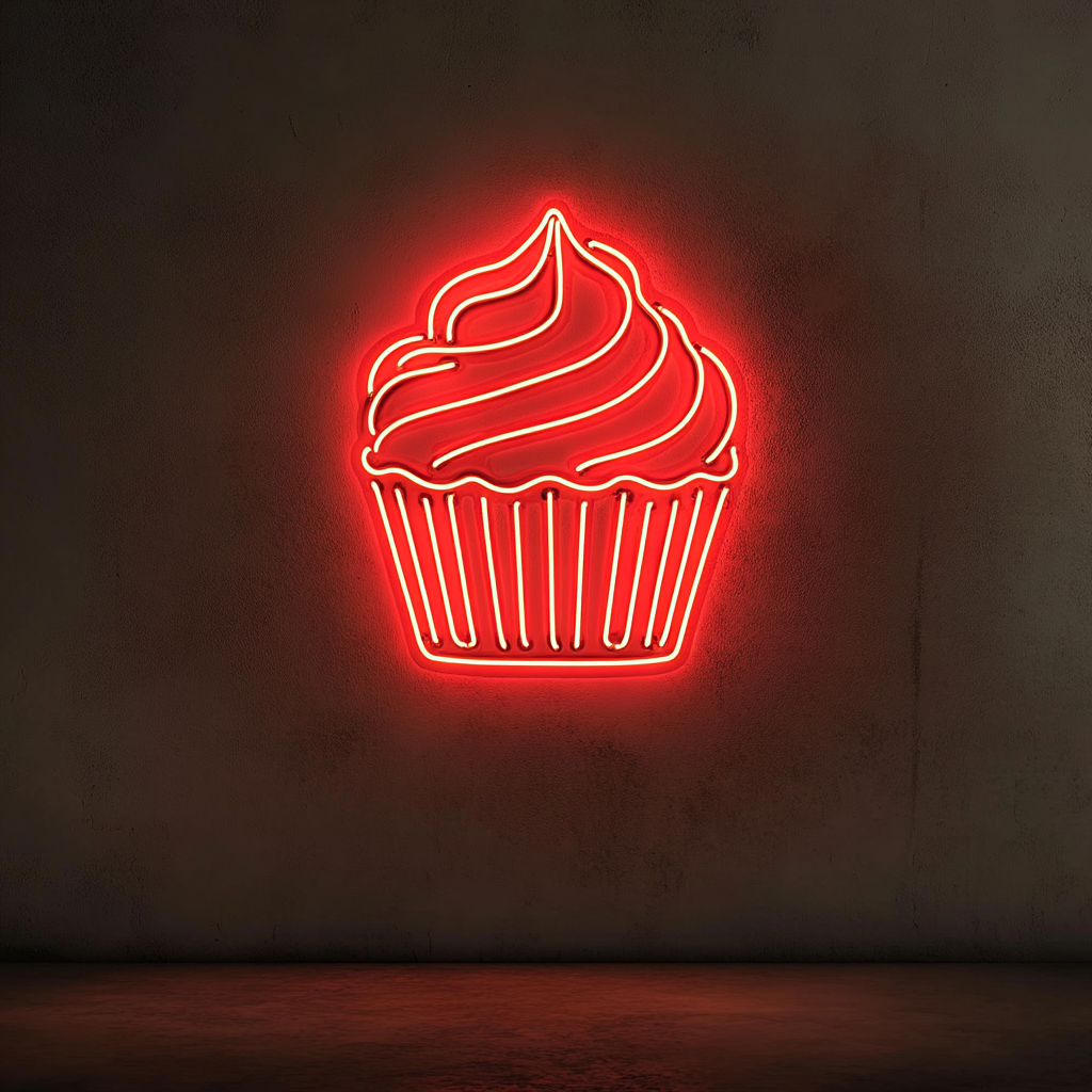 Cupcake - Red Neon Sign, 24 Inches