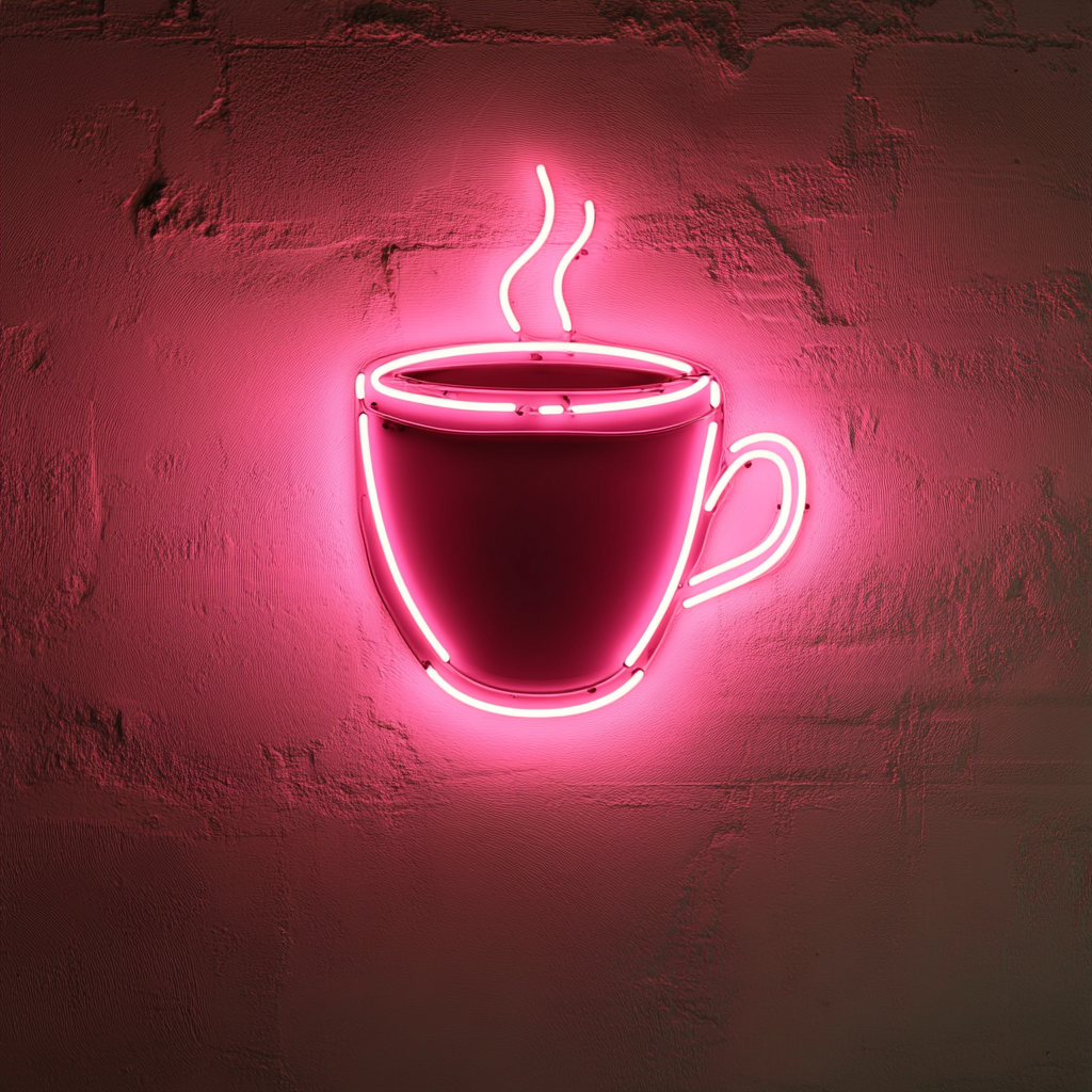 Cup of Black Coffee - Pink Neon Sign, 18 Inches