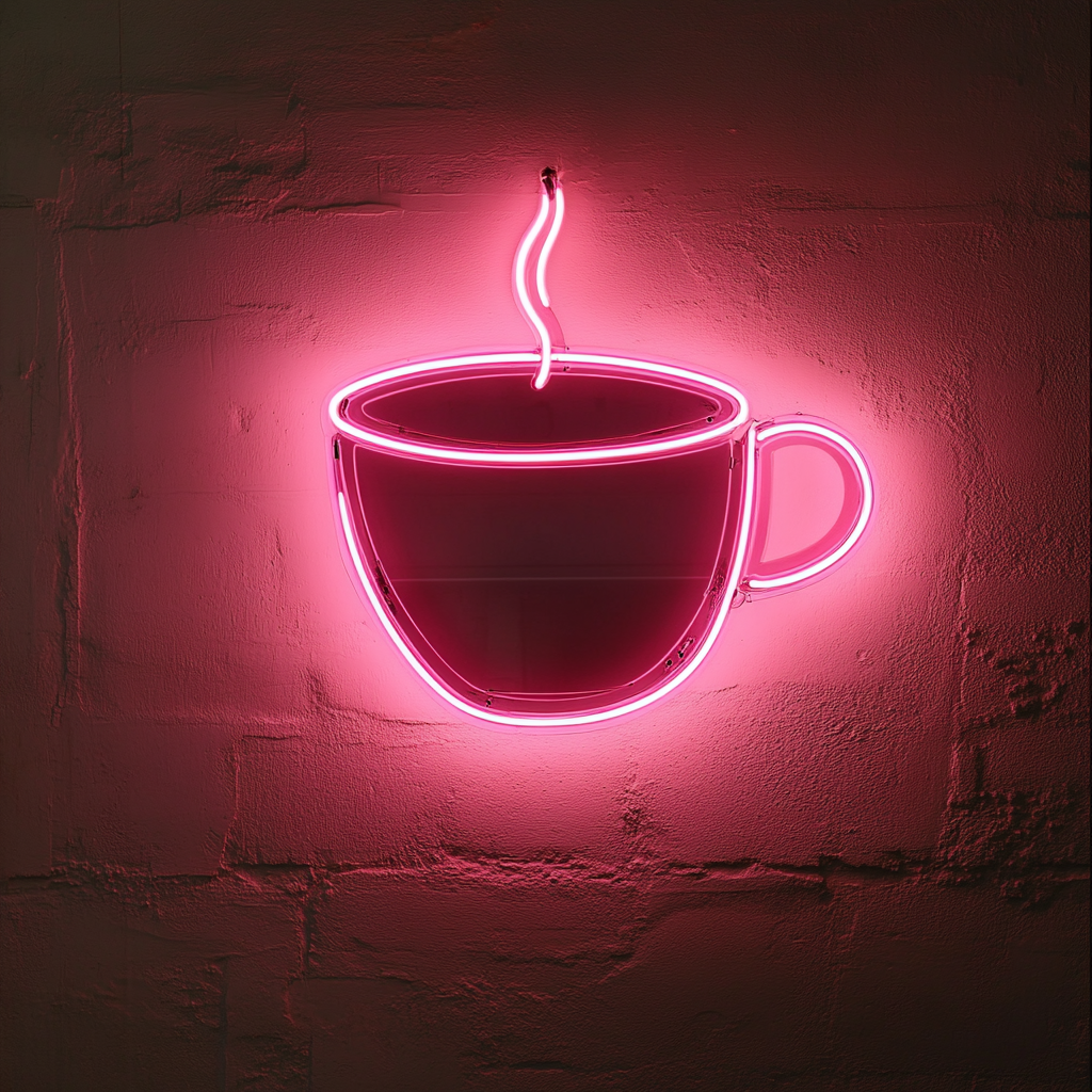 Cup of Black Coffee - Pink Neon Sign, 18 Inches