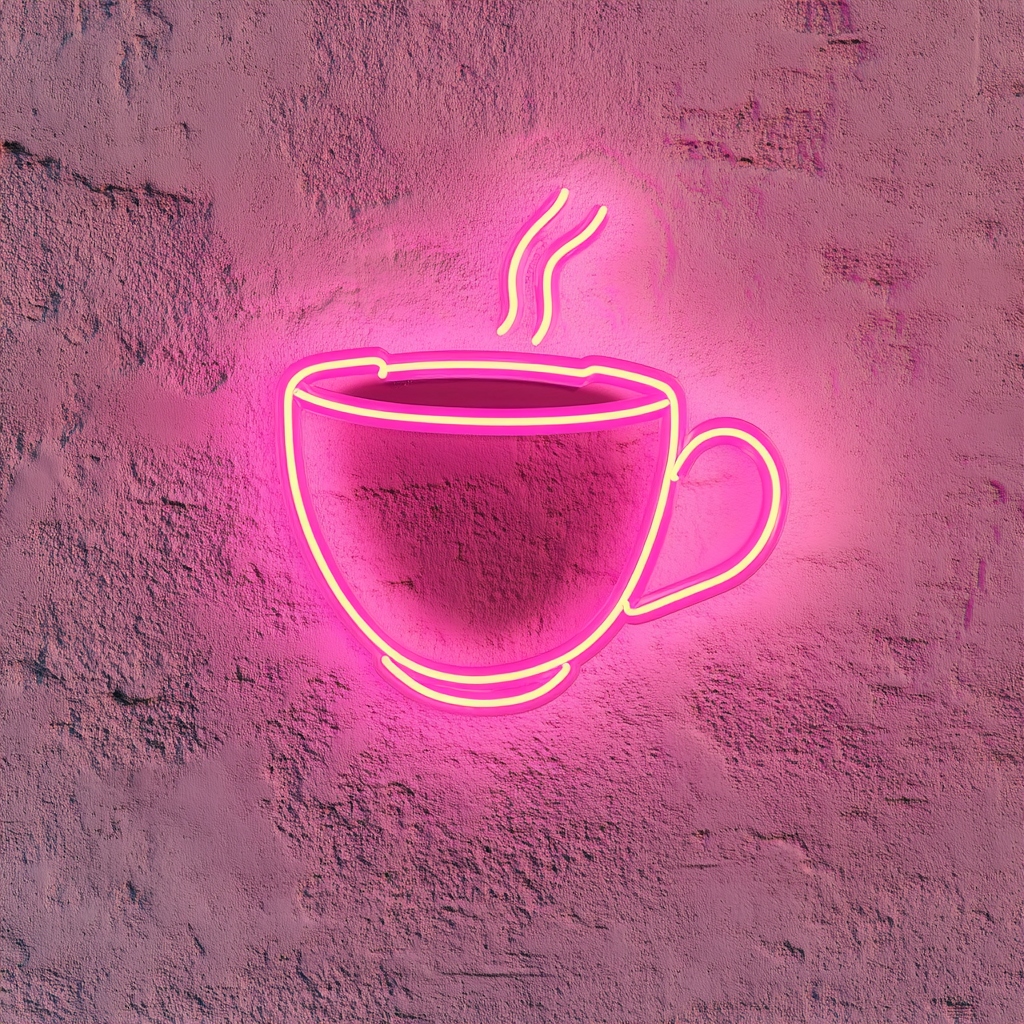 Cup of Black Coffee - Pink Neon Sign, 24 Inches