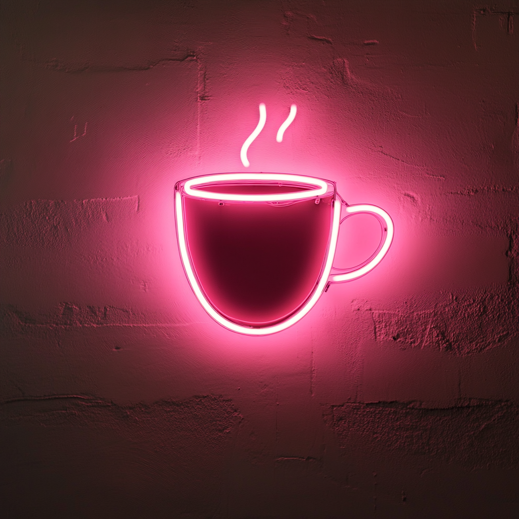 Cup of Black Coffee - Pink Neon Sign, 24 Inches