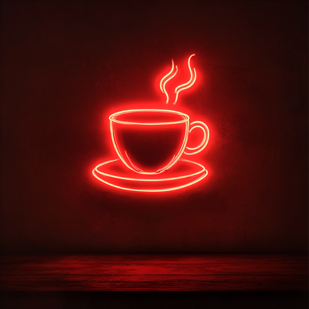 Cup of Black Coffee - Red Neon Sign, 24 Inches