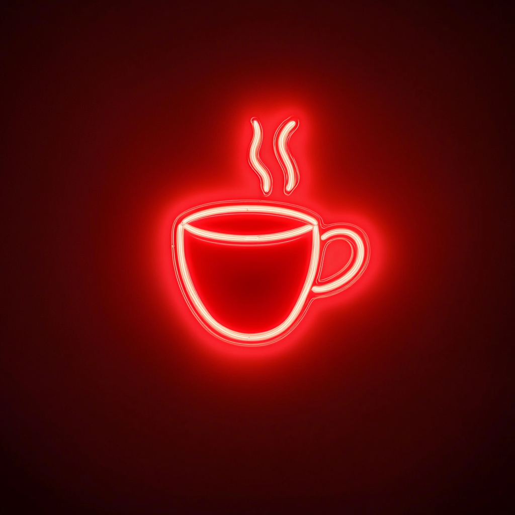 Cup of Black Coffee - Red Neon Sign, 24 Inches