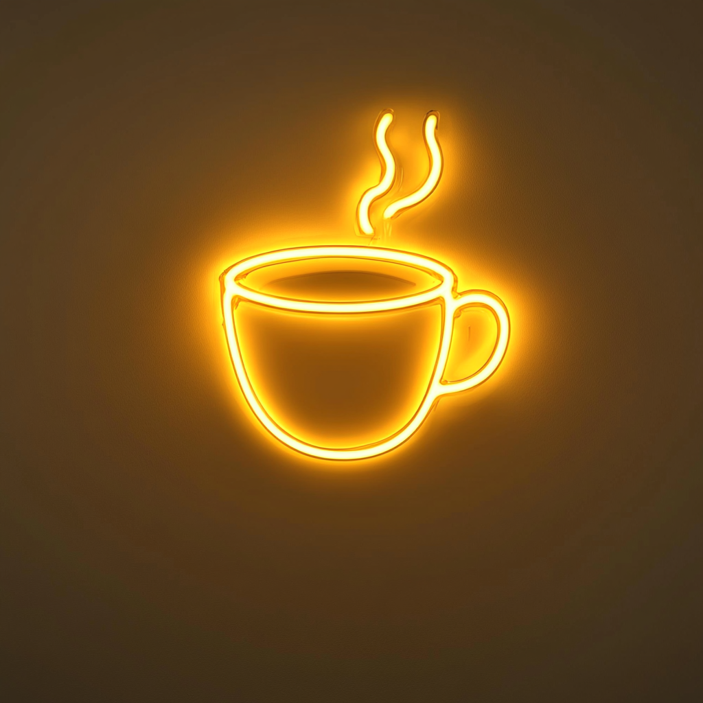 Cup of Black Coffee - Yellow Neon Sign, 18 Inches