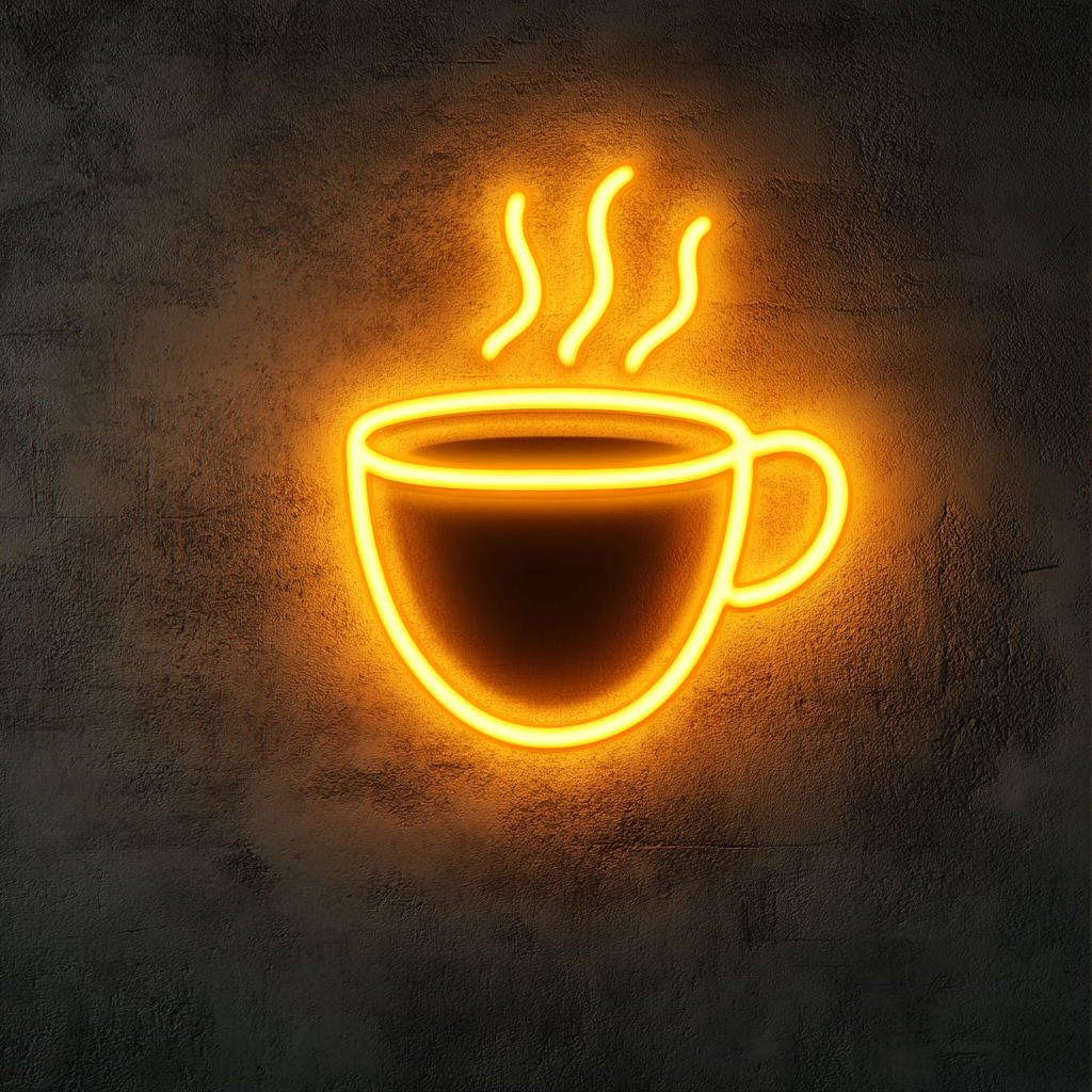 Cup of Black Coffee - Yellow Neon Sign, 24 Inches