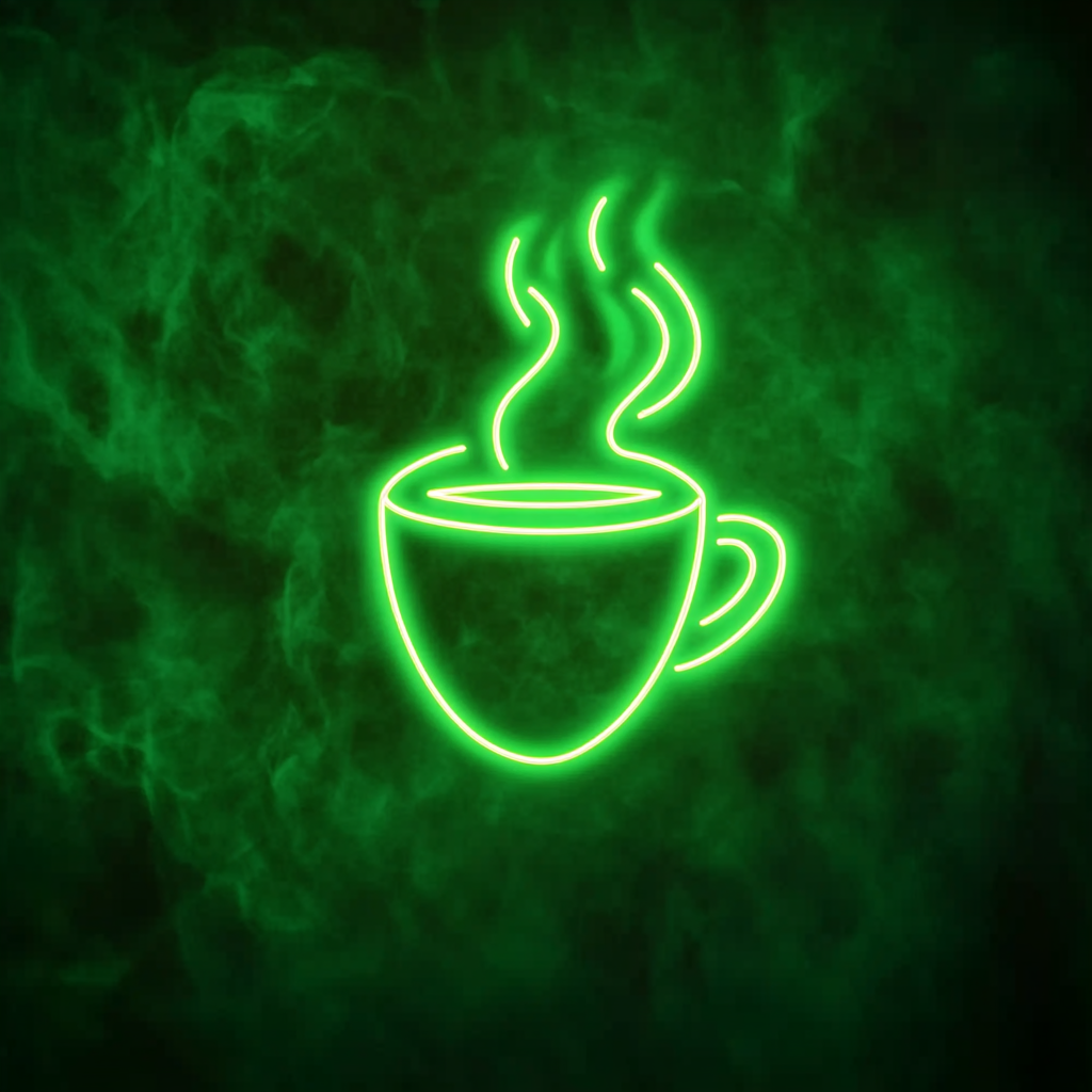 Cup of Cappuccino - Green Neon Sign, 18 Inches