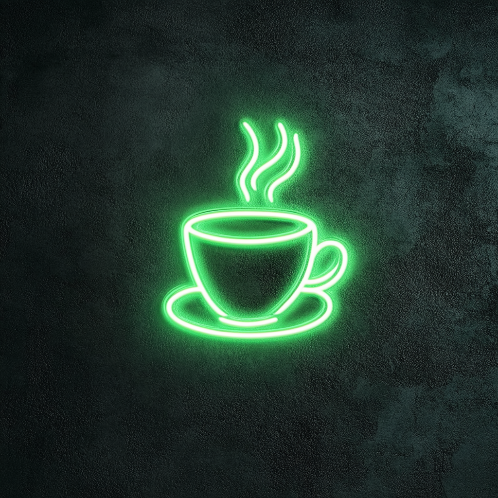 Cup of Cappuccino - Green Neon Sign, 18 Inches