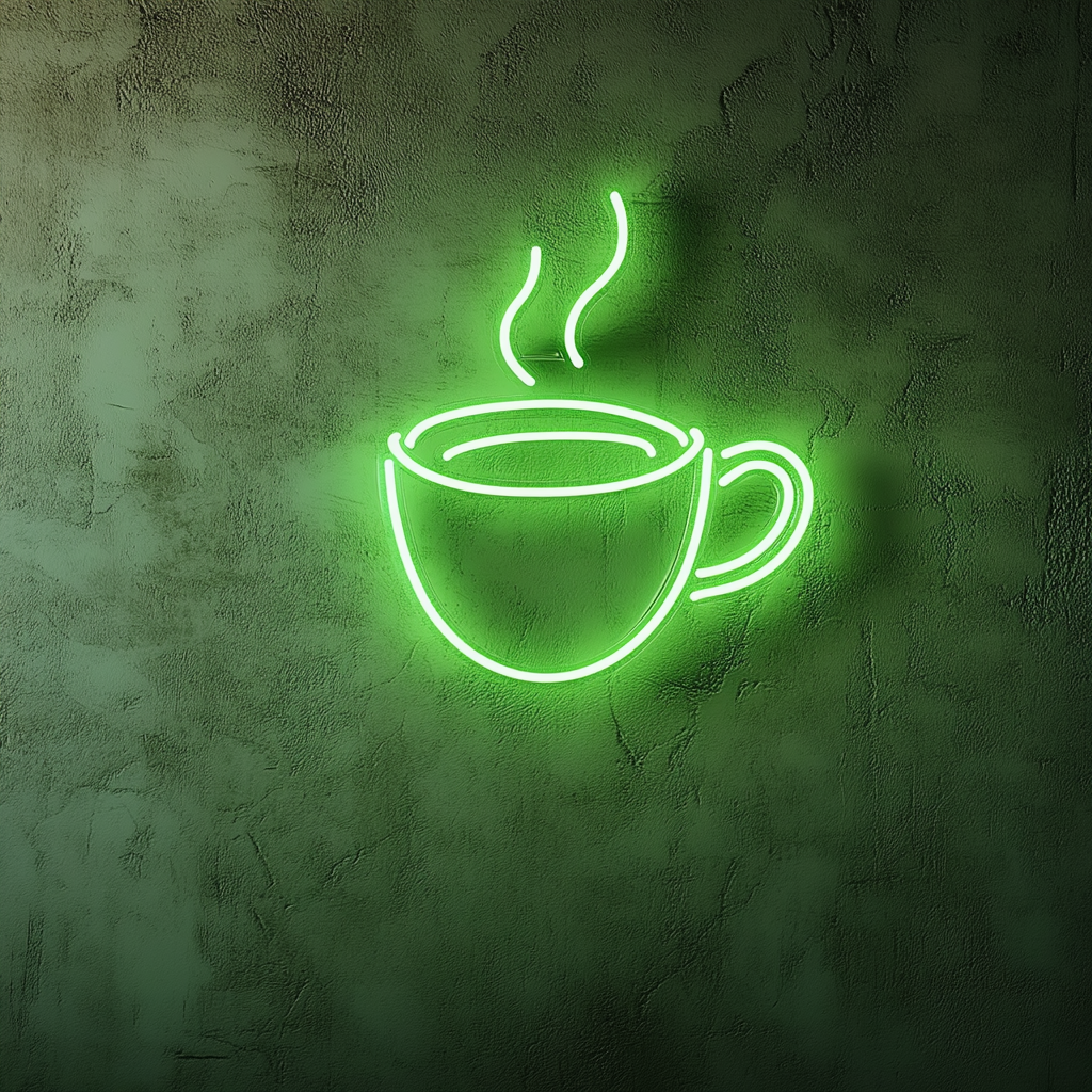 Cup of Cappuccino - Green Neon Sign, 24 Inches
