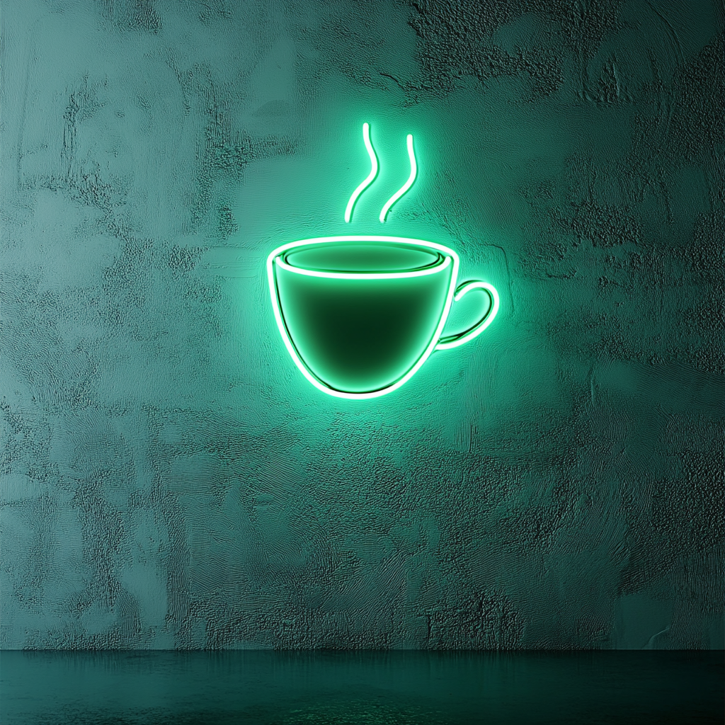 Cup of Cappuccino - Green Neon Sign, 24 Inches
