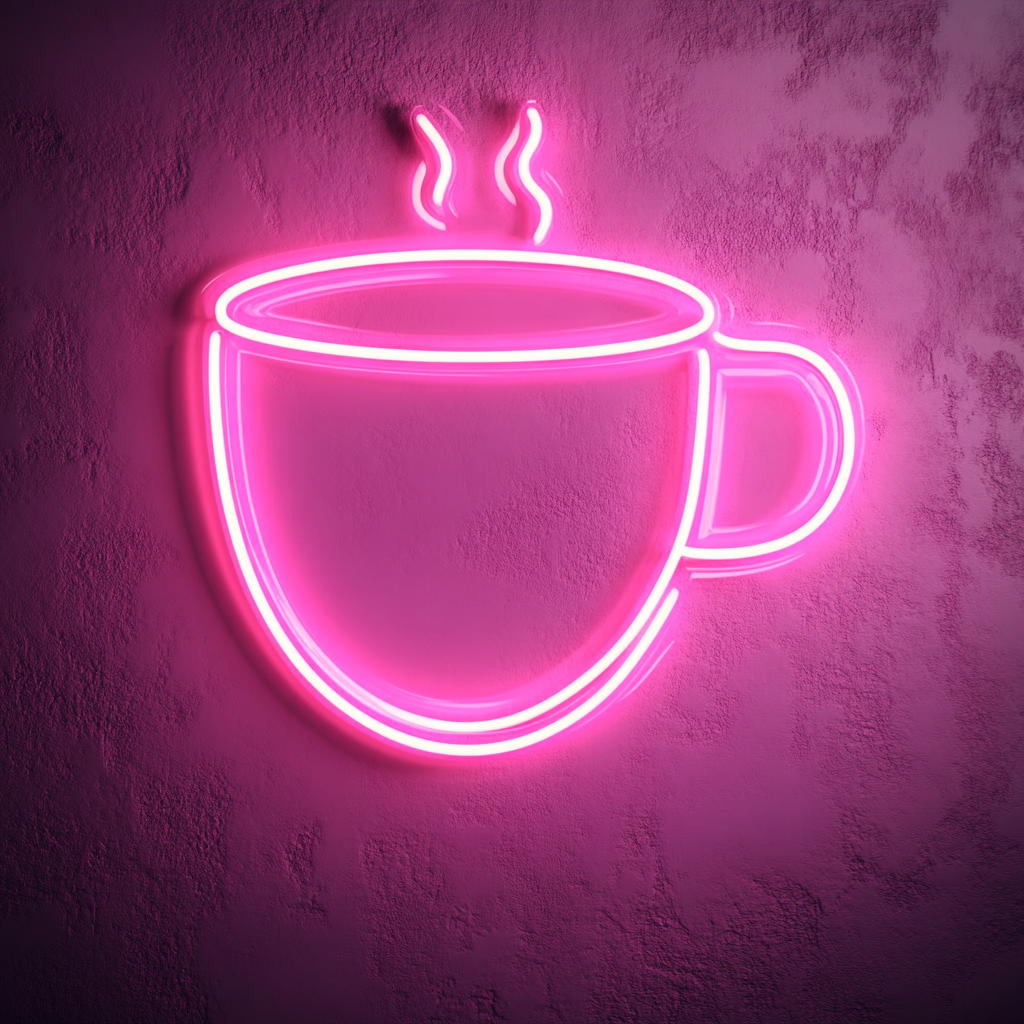Cup of Cappuccino - Pink Neon Sign, 18 Inches