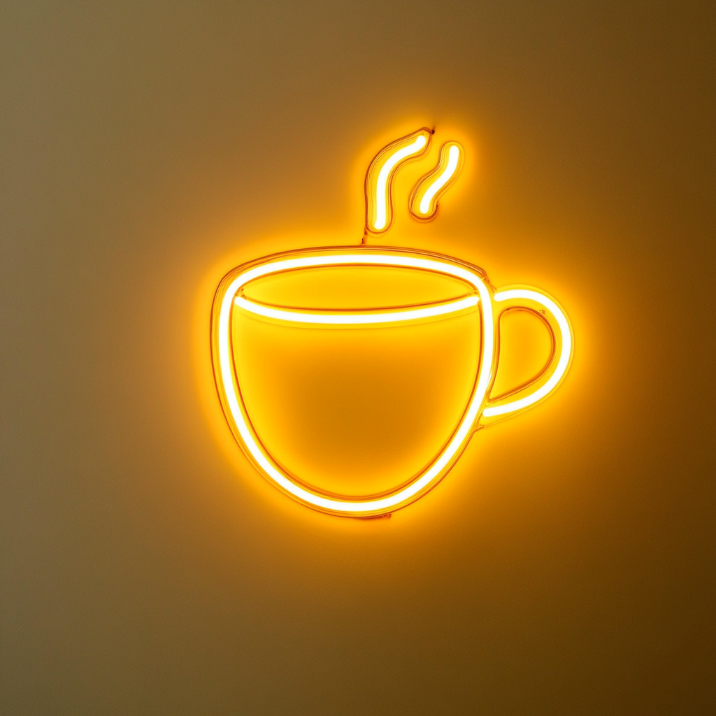 Cup of Cappuccino - Yellow Neon Sign, 24 Inches