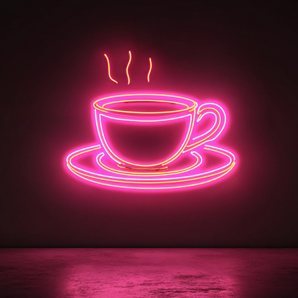 Cup of Espresso with Saucer - Pink Neon Sign, 18 Inches