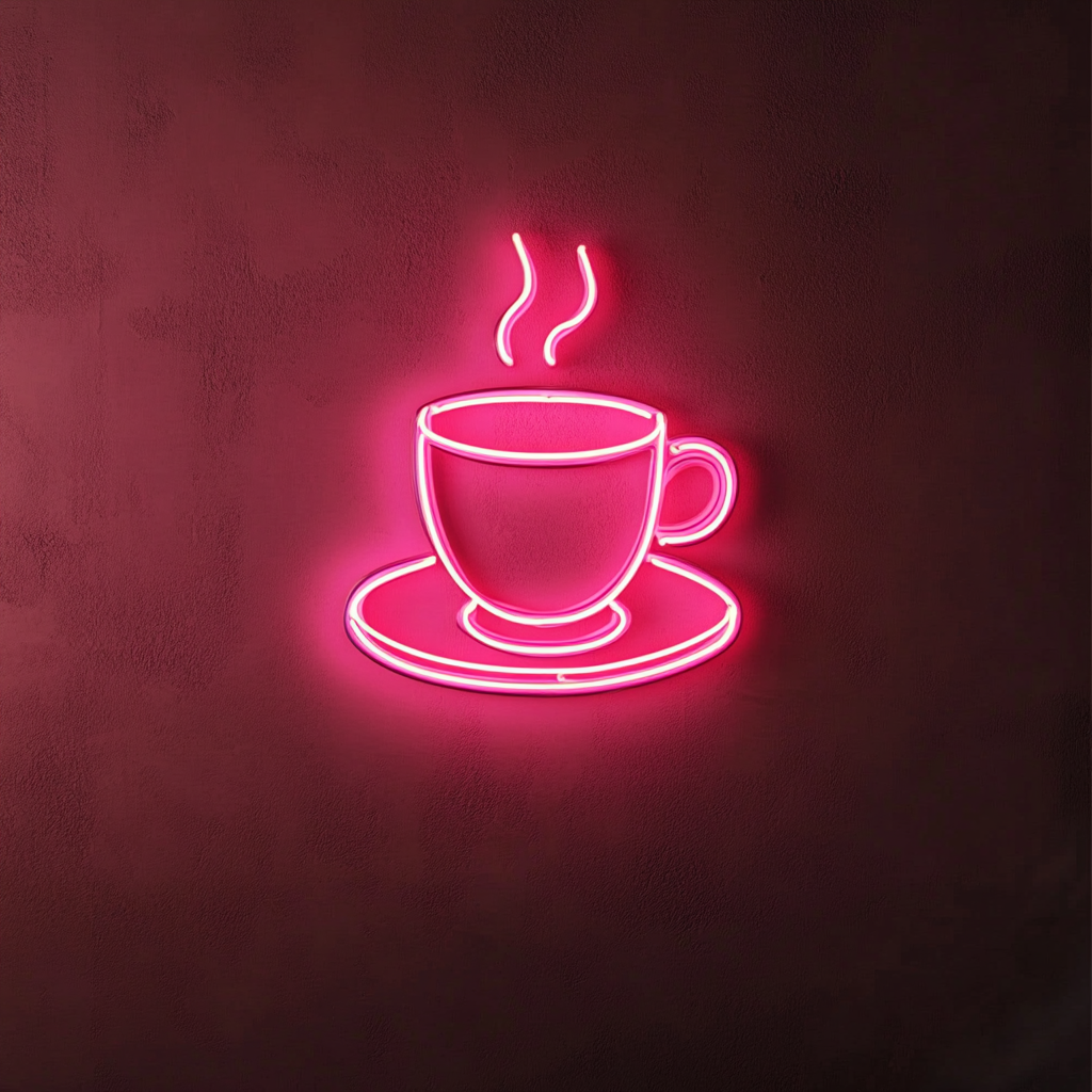 Cup of Espresso with Saucer - Pink Neon Sign, 18 Inches
