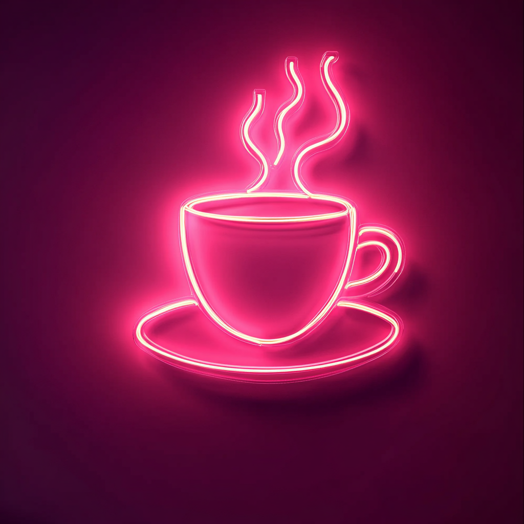Cup of Espresso with Saucer - Pink Neon Sign, 24 Inches