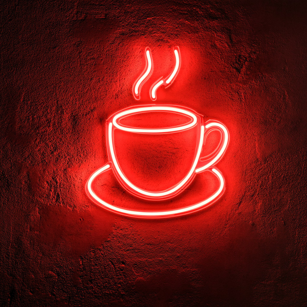 Cup of Espresso with Saucer - Red Neon Sign, 18 Inches