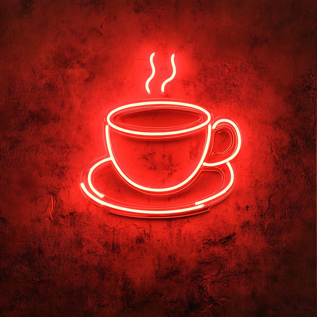 Cup of Espresso with Saucer - Red Neon Sign, 24 Inches