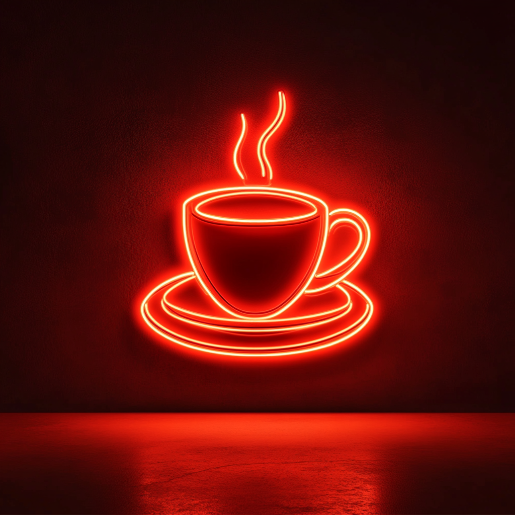 Cup of Espresso with Saucer - Red Neon Sign, 24 Inches